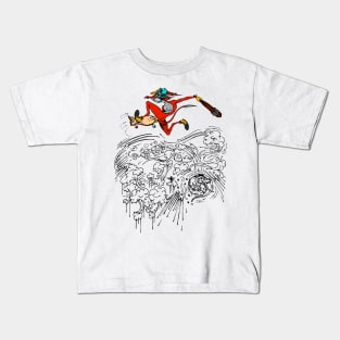 skater fox flying high Kids T-Shirt